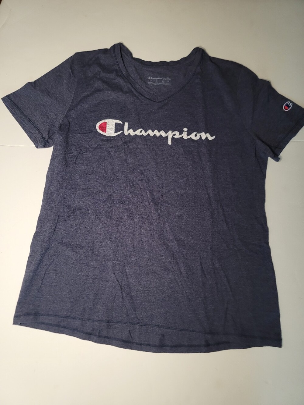 Champion Women’s Navy Blue V-Neck Logo Tee 1x